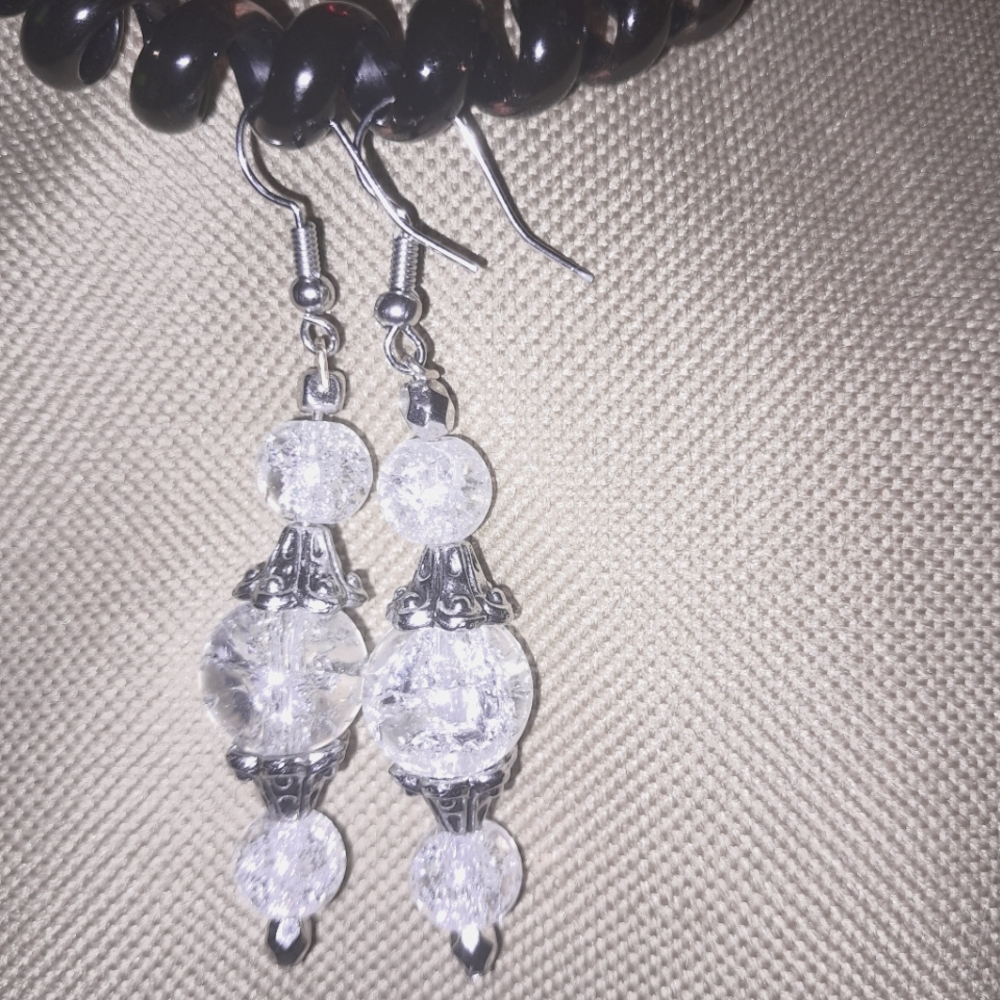 Handmade clear glass bead Earrings